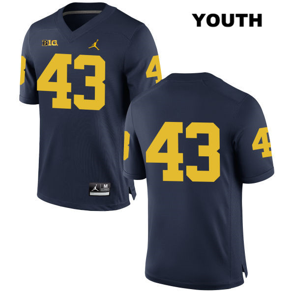Youth NCAA Michigan Wolverines Jake McCurry #43 No Name Navy Jordan Brand Authentic Stitched Football College Jersey PK25K17YK